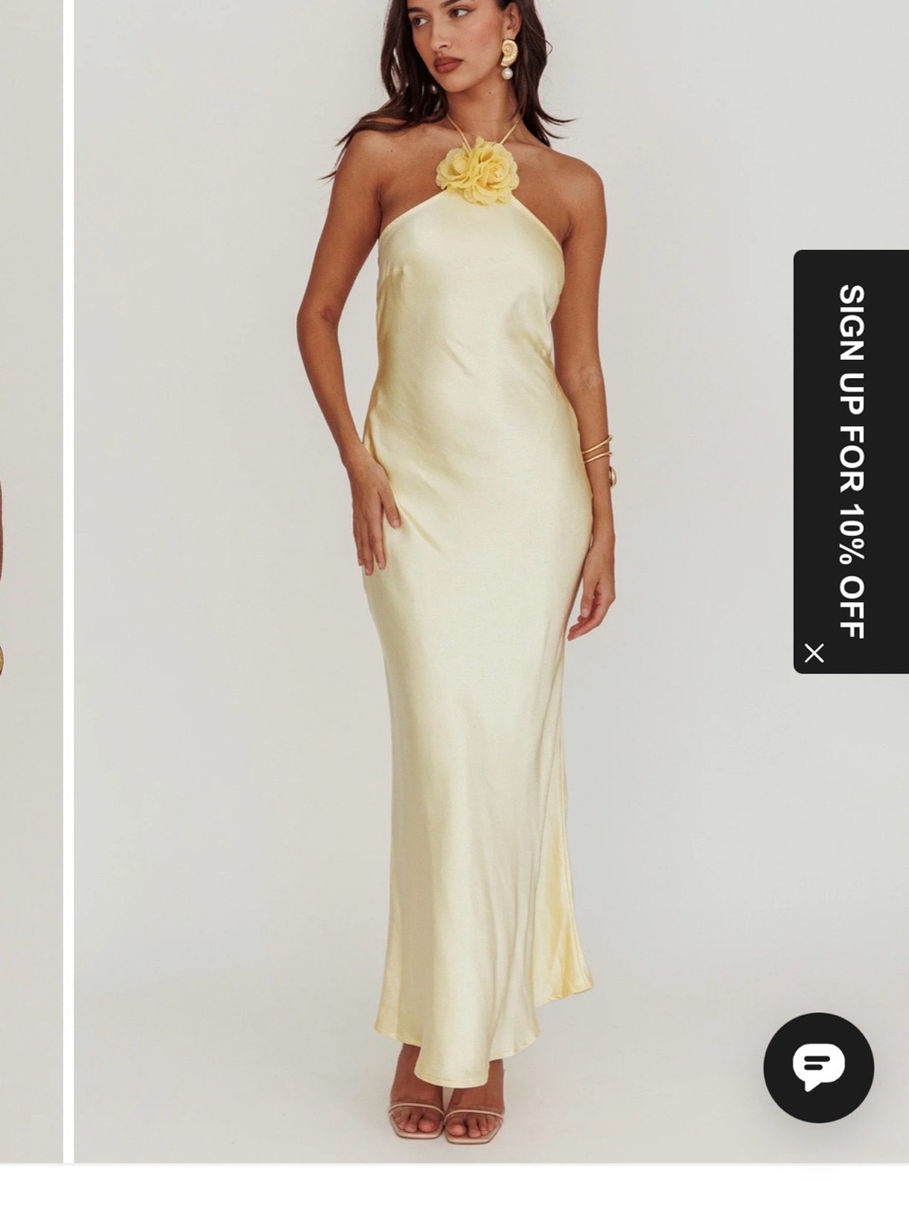 Selfie Leslie Pale Yellow Halter Maxi Dress missing detachable flower!